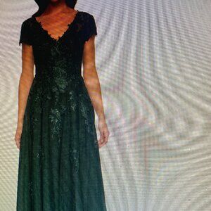 La Femme 29380 Lace Mother of the Bride Dress Emerald size 14
